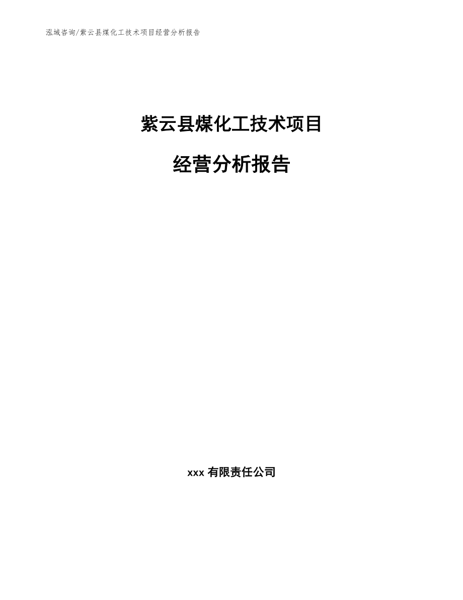 紫云县煤化工技术项目经营分析报告（参考范文）_第1页