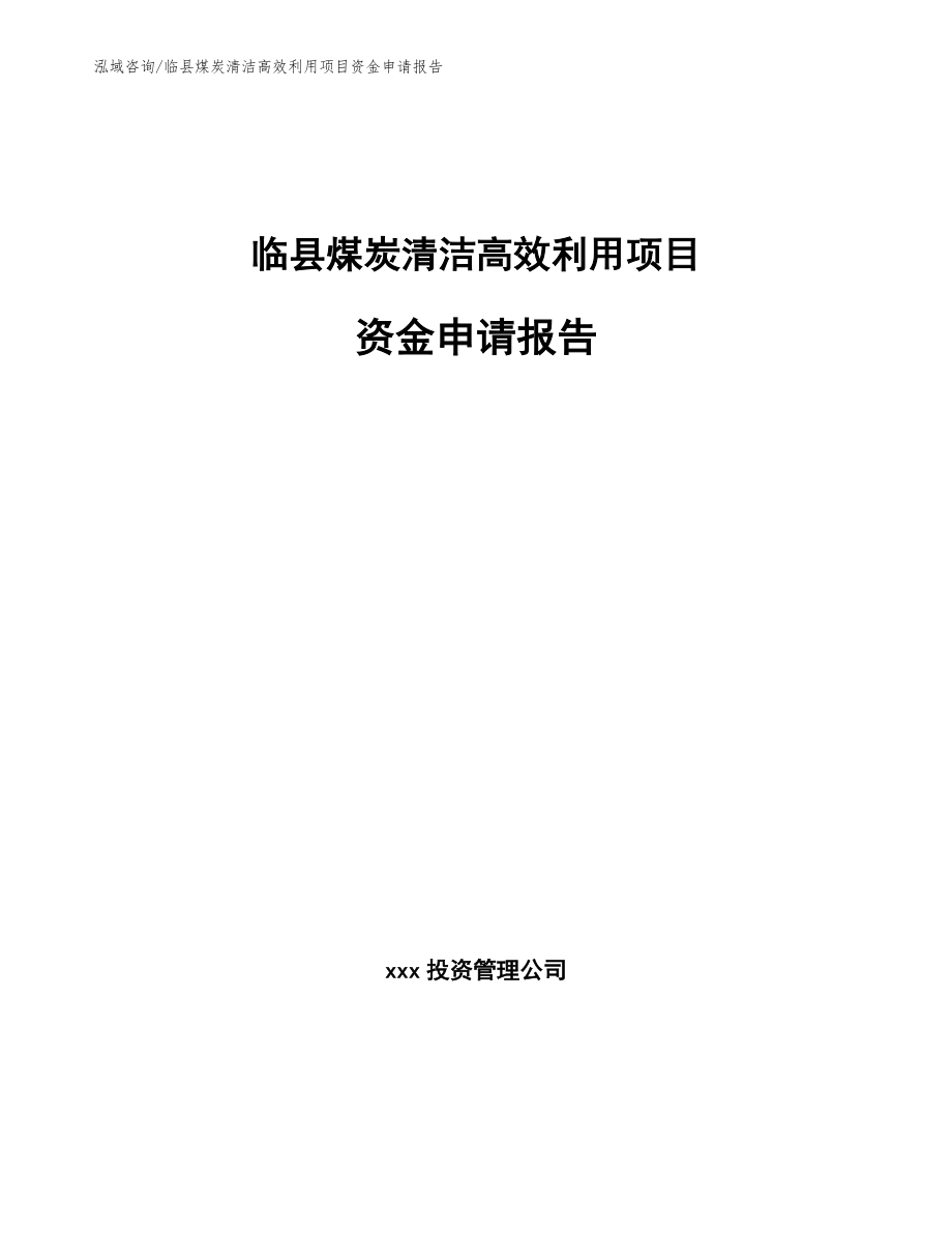 临县煤炭清洁高效利用项目资金申请报告_第1页