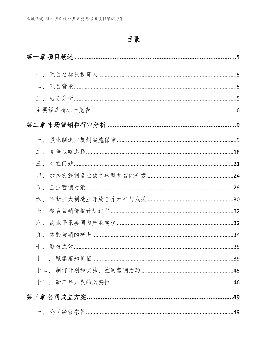 红河县制造业要素资源保障项目策划方案【模板范文】_第1页
