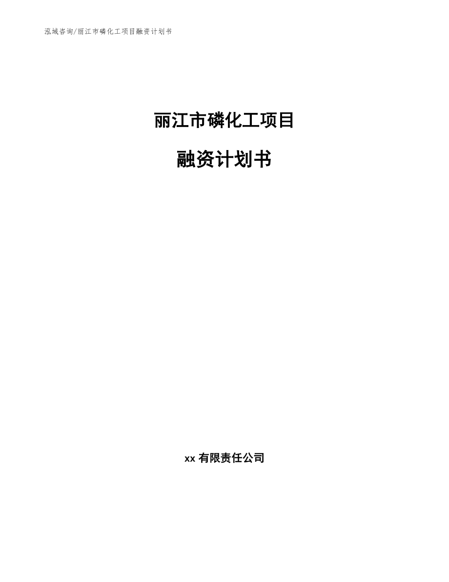 丽江市磷化工项目融资计划书【模板范本】_第1页