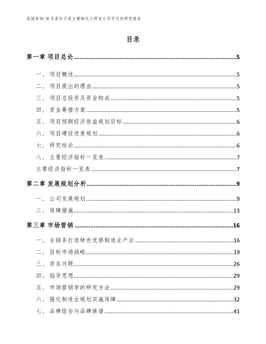 耿马县关于成立精细化工研发公司可行性研究报告_模板范本_第1页