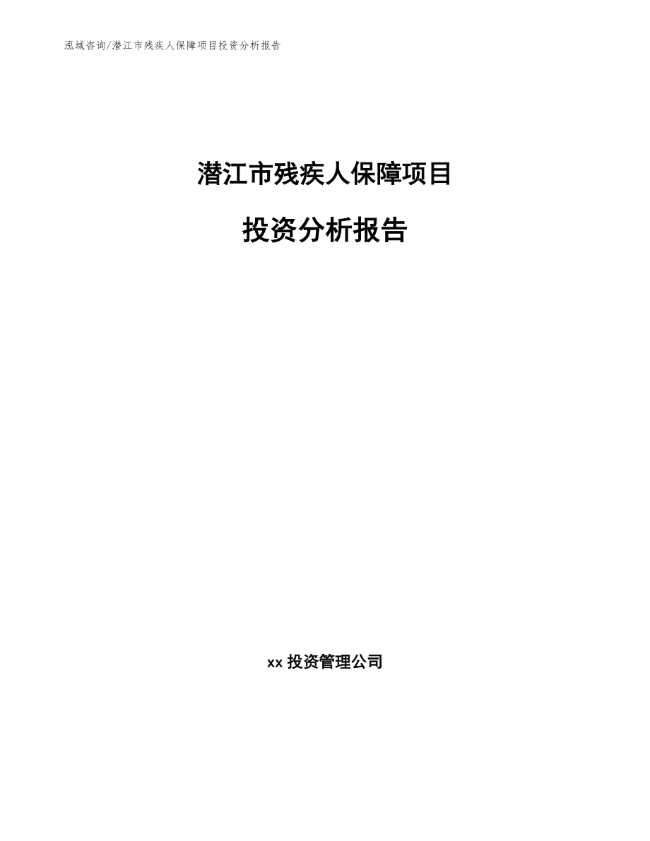 潜江市残疾人保障项目投资分析报告【模板范文】_第1页