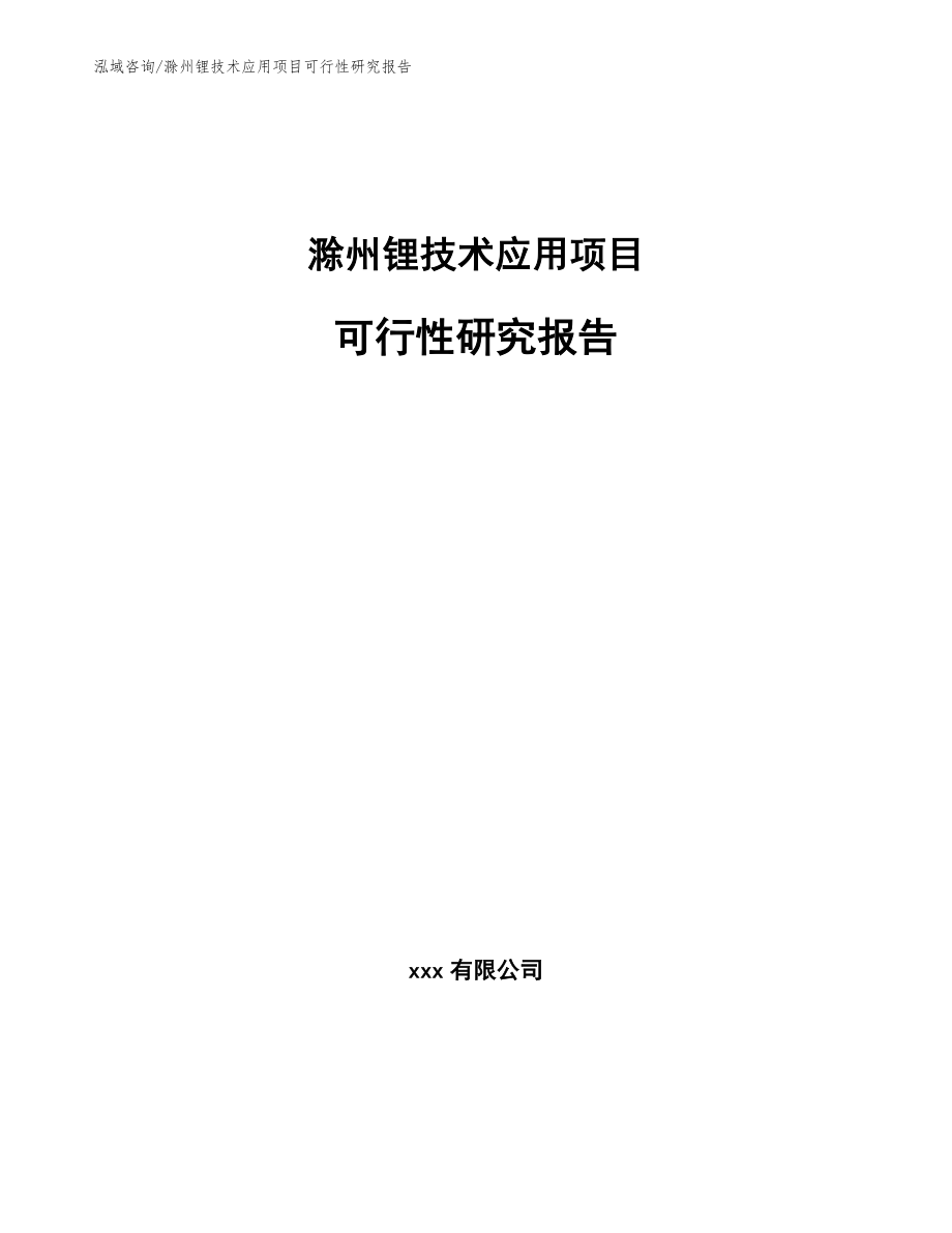 滁州锂技术应用项目可行性研究报告（模板参考）_第1页