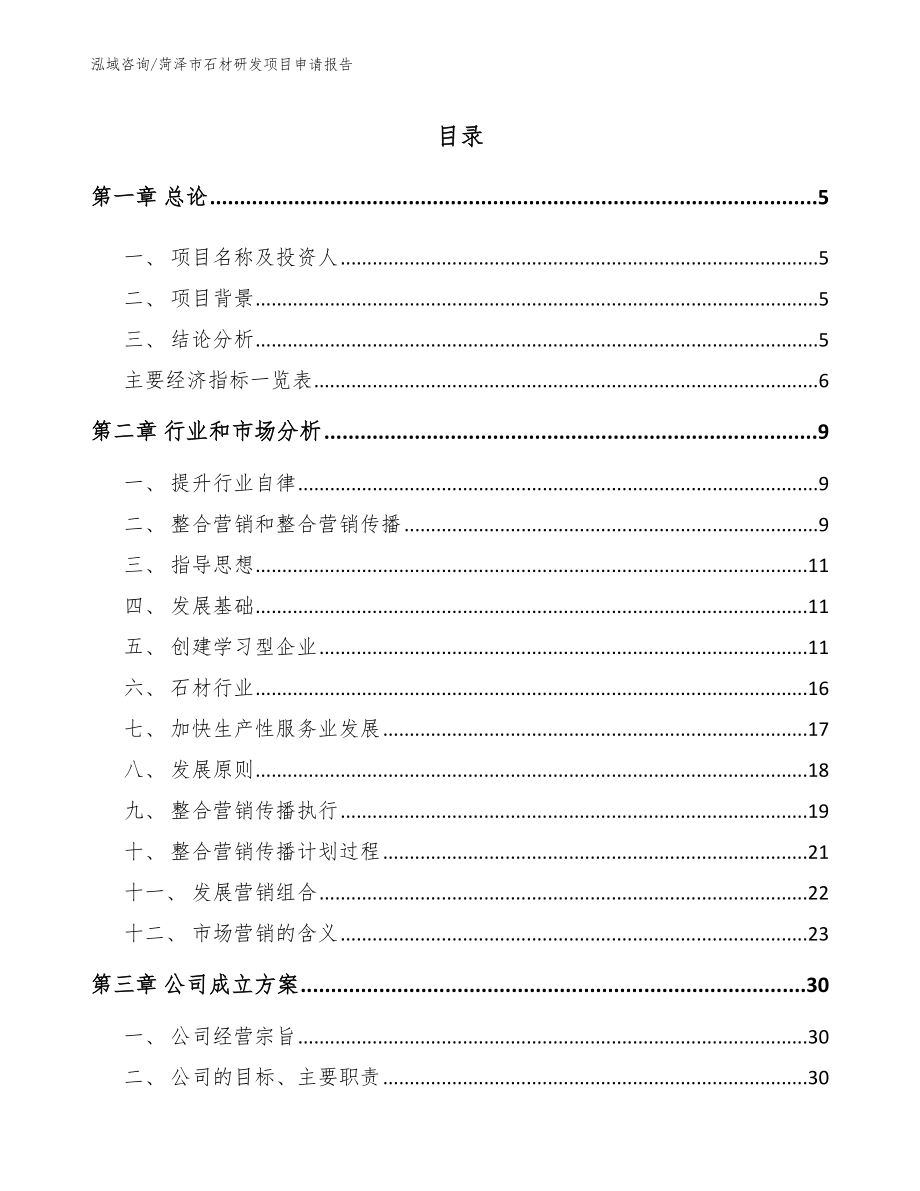 菏泽市石材研发项目申请报告_模板范文_第1页