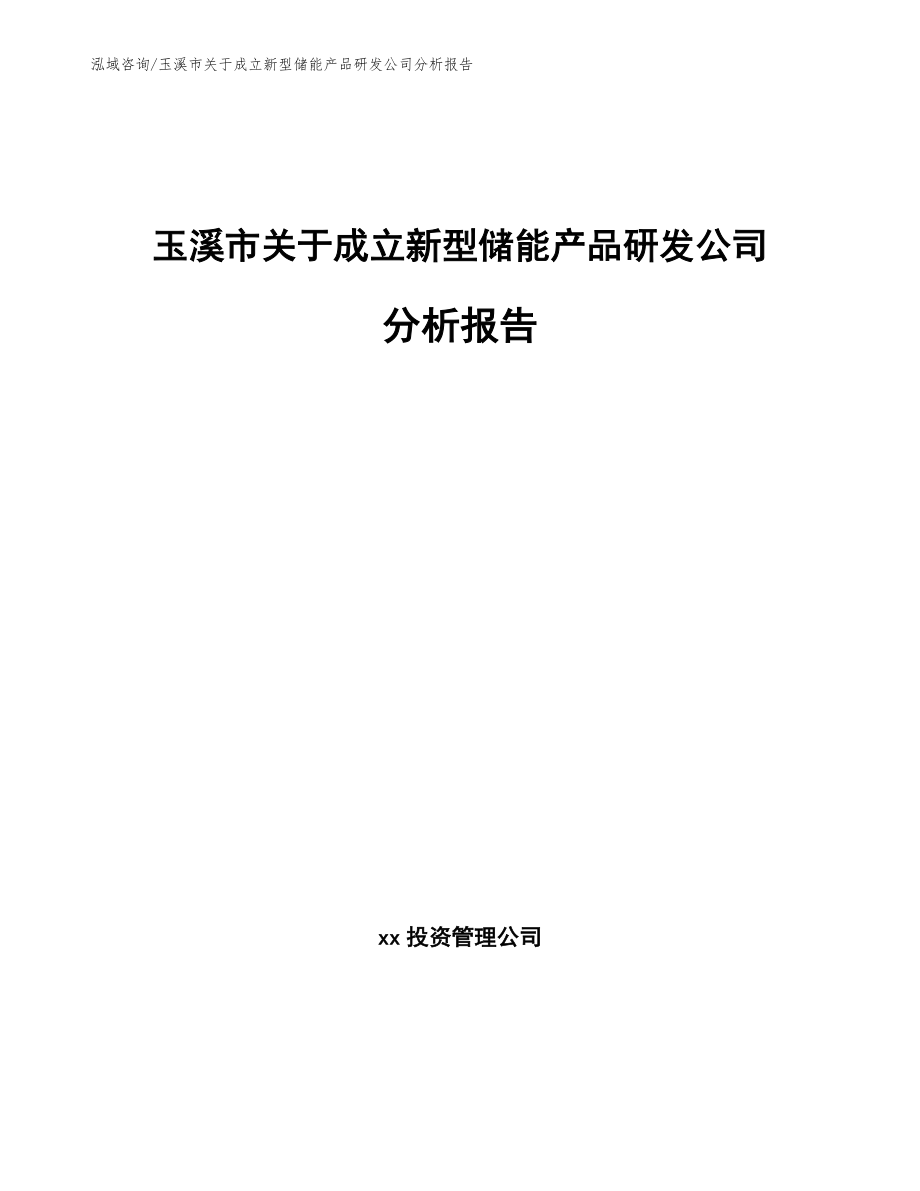 玉溪市关于成立新型储能产品研发公司分析报告_模板范文_第1页