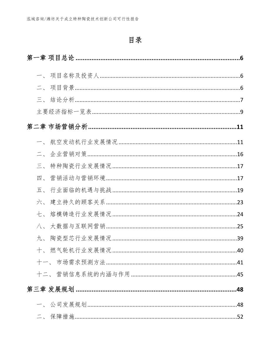 潍坊关于成立特种陶瓷技术创新公司可行性报告【参考范文】_第1页