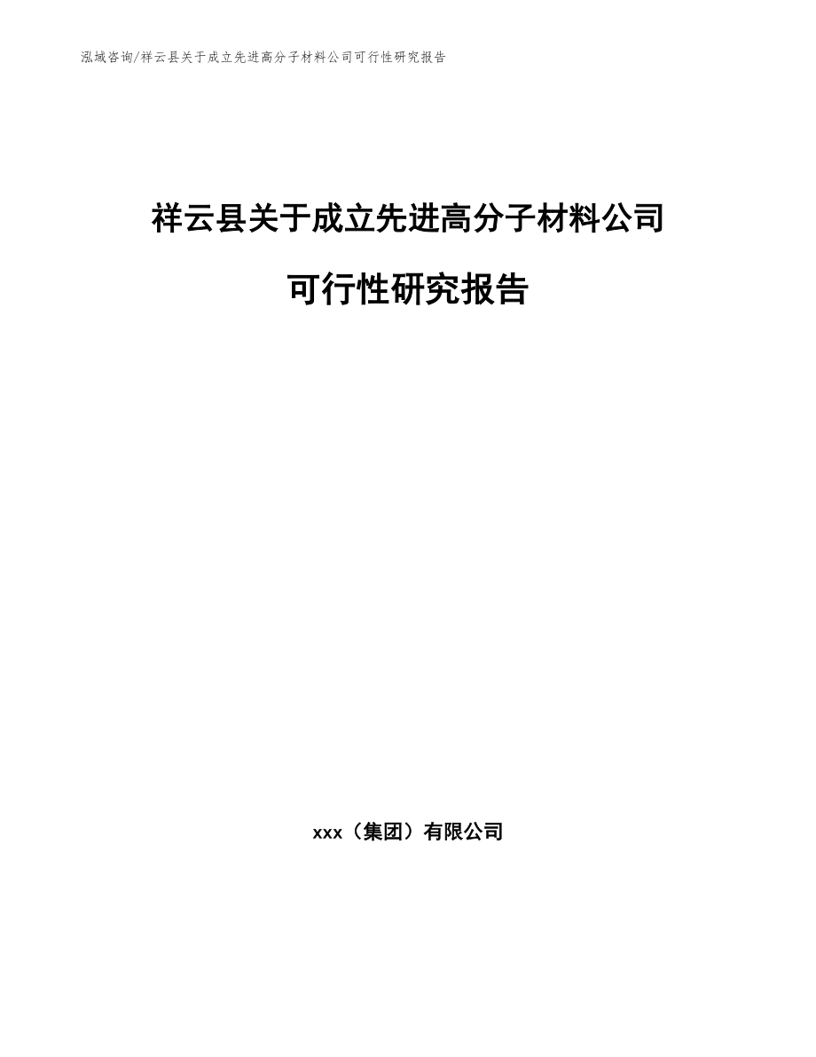 祥云县关于成立先进高分子材料公司可行性研究报告（模板范本）_第1页