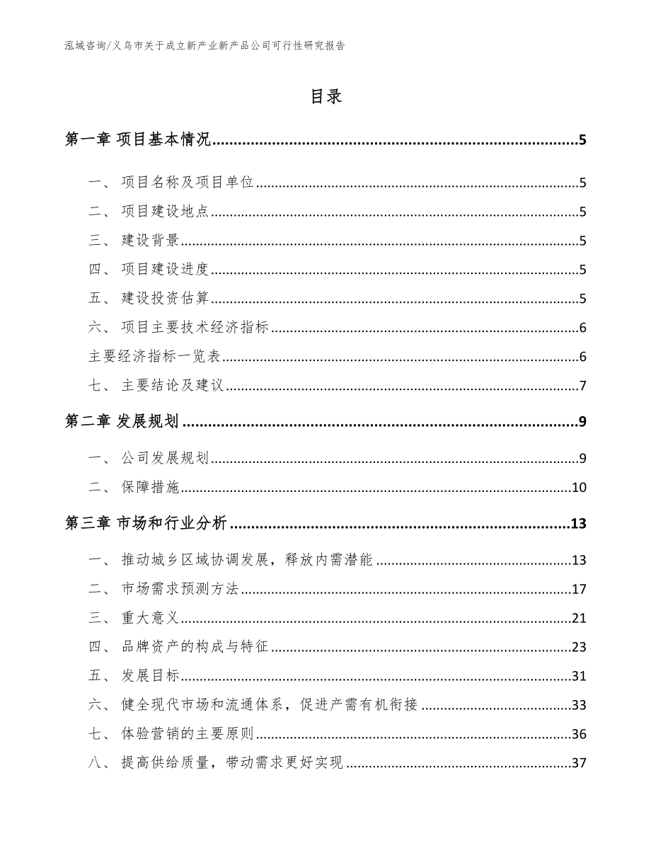 义乌市关于成立新产业新产品公司可行性研究报告（范文模板）_第1页