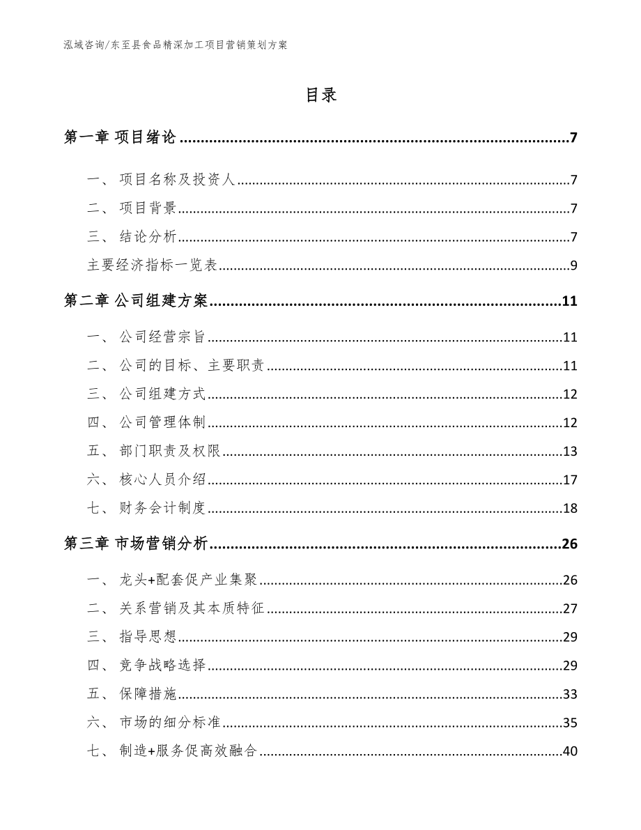 东至县食品精深加工项目营销策划方案_第1页