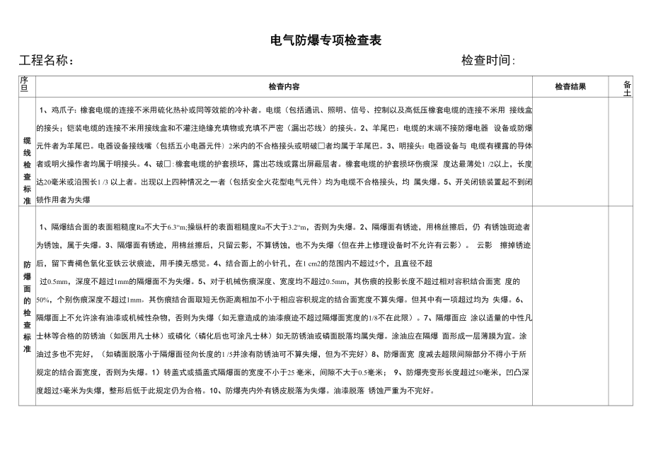 电器防爆专项检查表_第1页