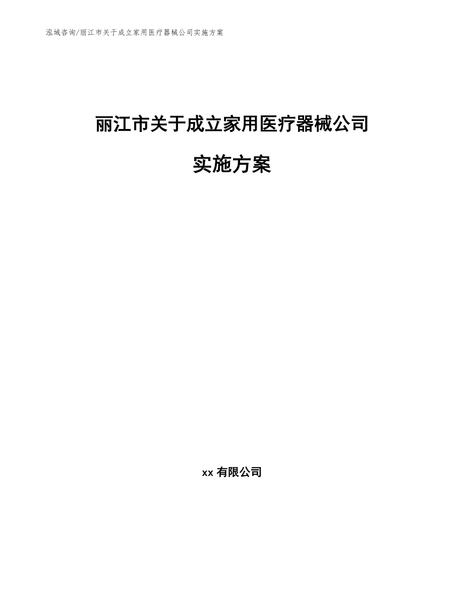 丽江市关于成立家用医疗器械公司实施方案_模板_第1页