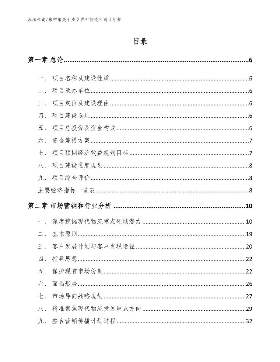 东宁市关于成立农村物流公司计划书【范文模板】_第1页