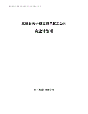 三穗县关于成立特色化工公司商业计划书_参考模板