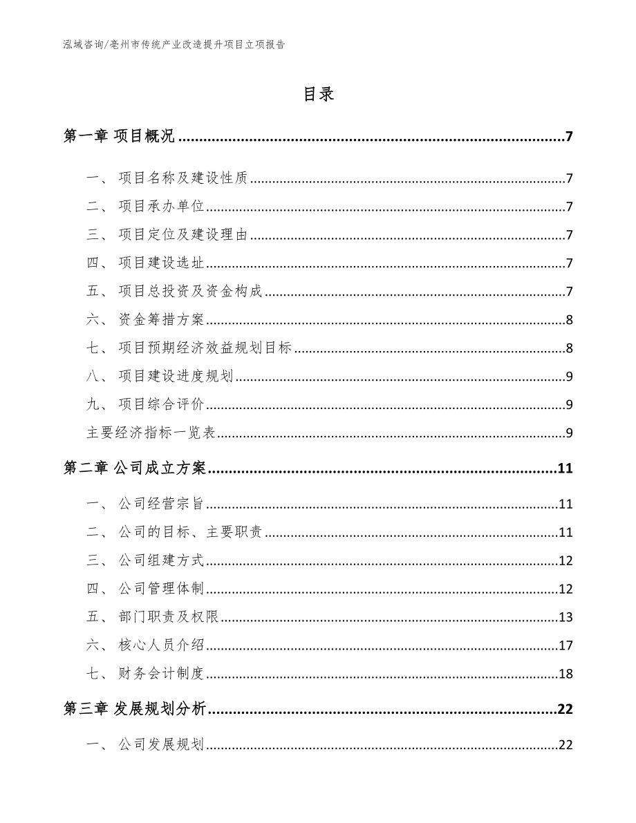 亳州市传统产业改造提升项目立项报告_第1页