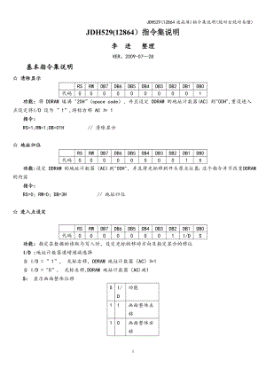 JDH529(12864液晶屏)指令集说明(绝对全绝对易懂)