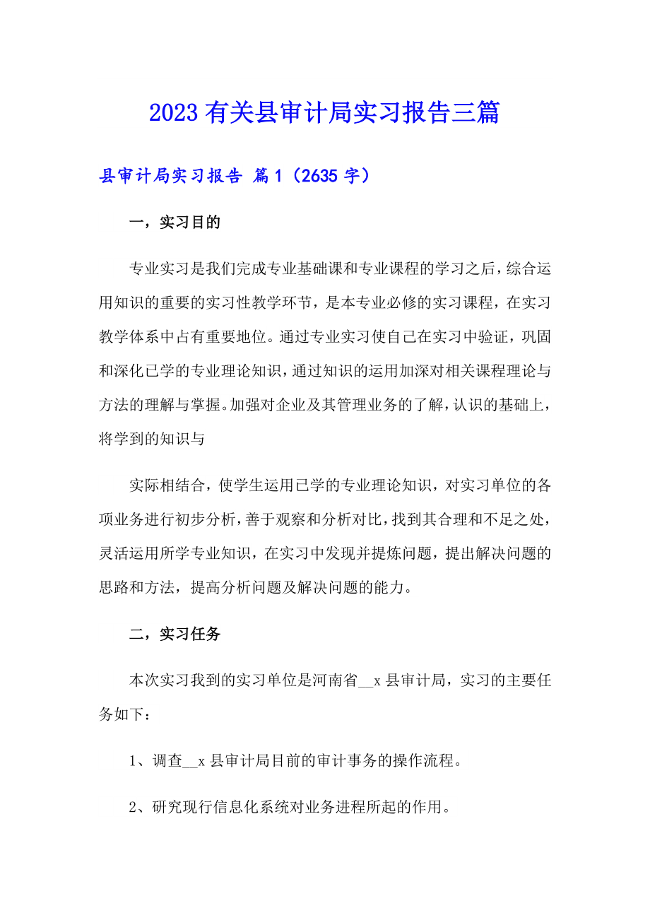 2023有关县审计局实习报告三篇_第1页