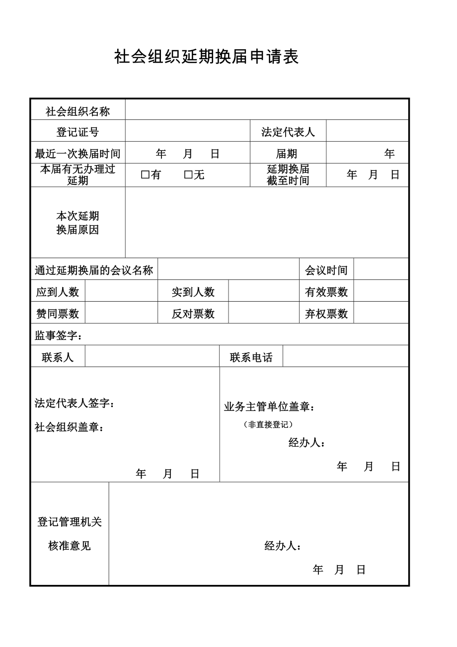 社会组织延期换届申请表_第1页