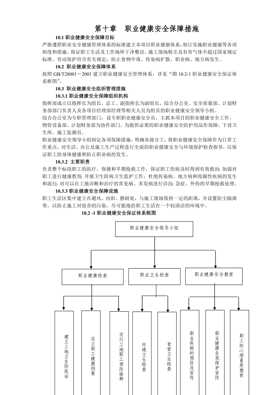 《施工组织设计》第十章职业健康安全保障措施_第1页