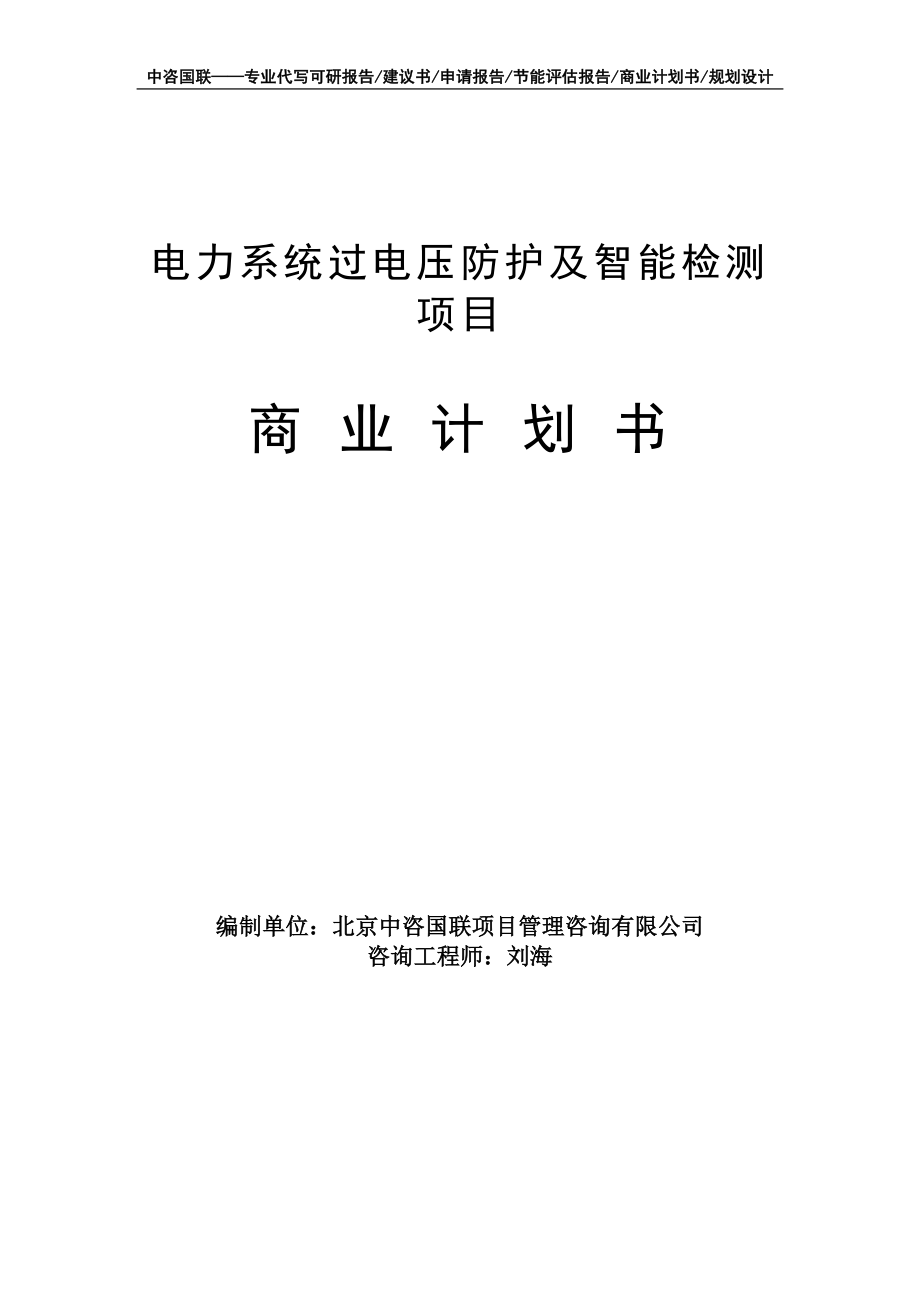 电力系统过电压防护及智能检测项目商业计划书写作模板-融资招商_第1页