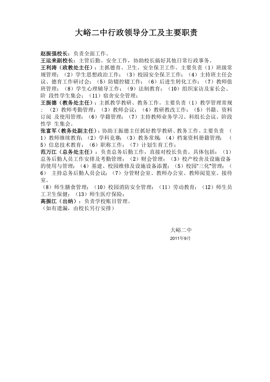 学校行政分工一览表_第1页