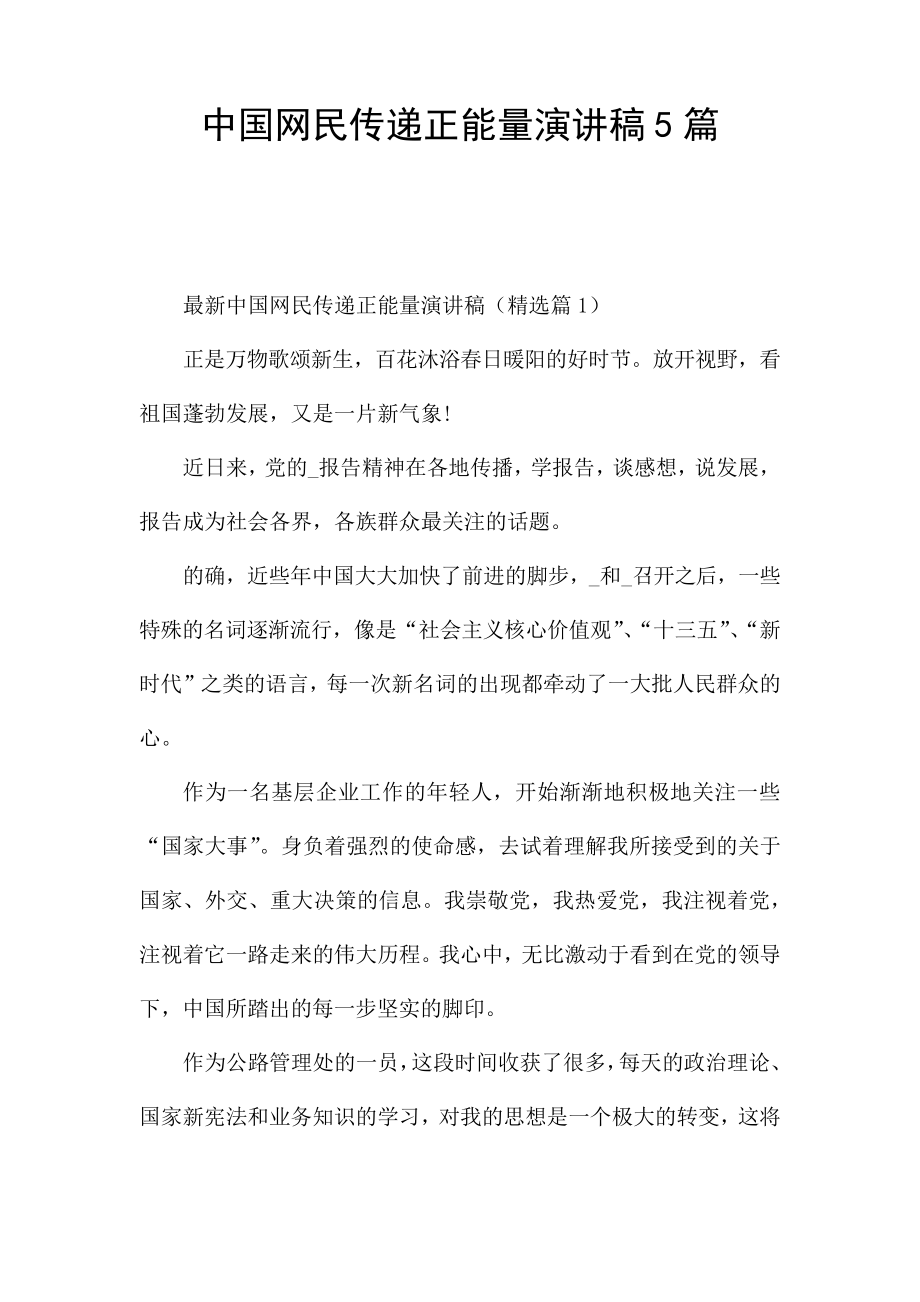 中国网民传递正能量演讲稿5篇_第1页