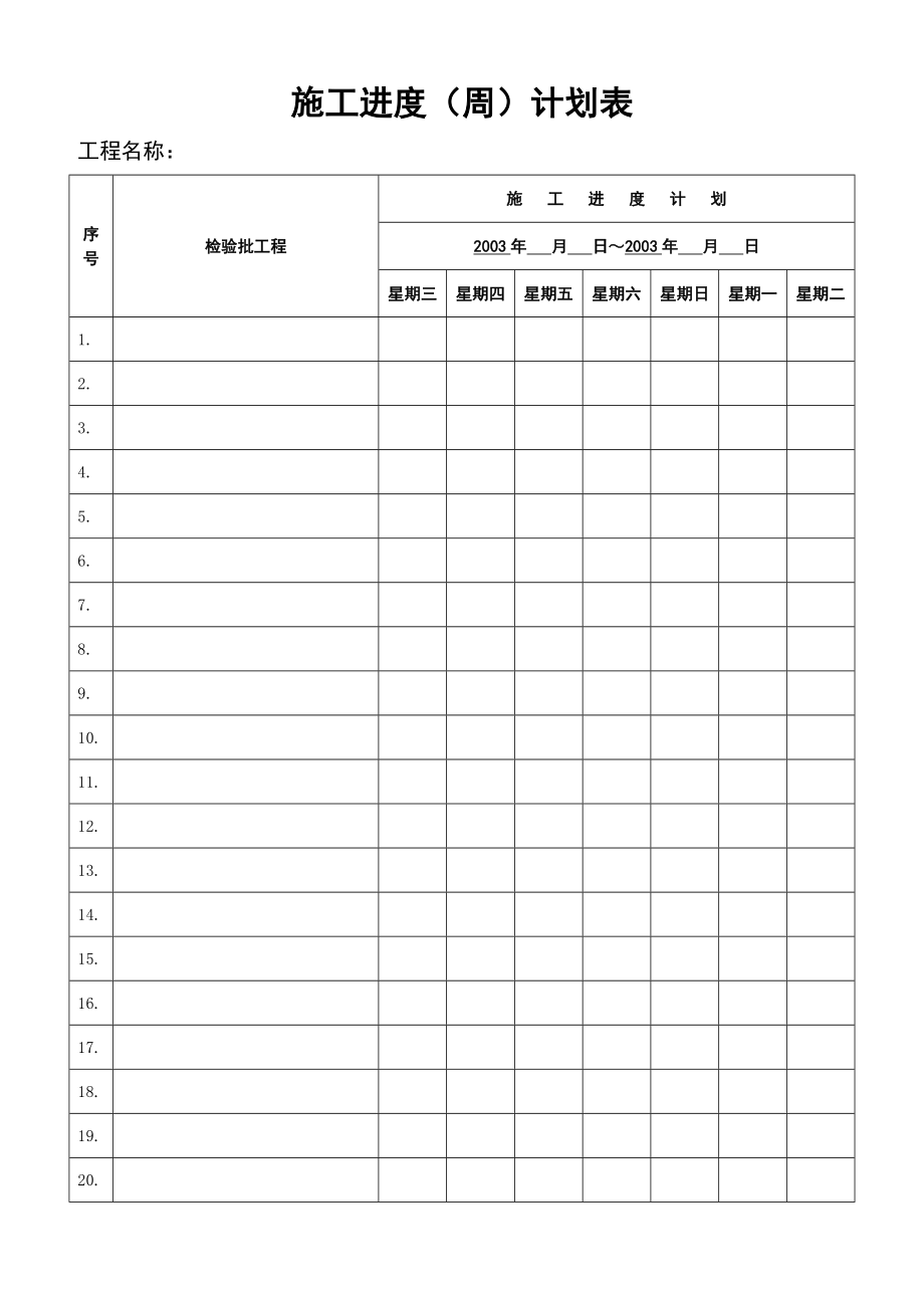 《建筑工程全套竣工施工资料》施工进度计划（周）8_第1页