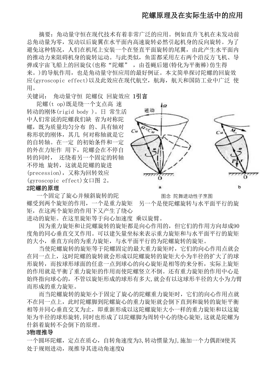 陀螺原理及在实际生活中的应用_第1页