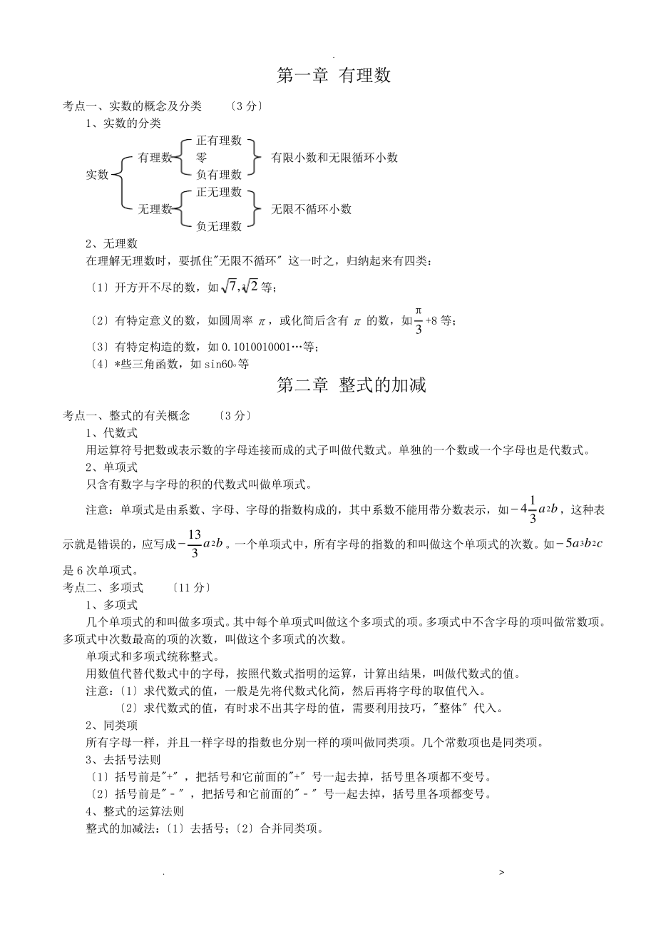 初中数学知识模块总结归纳_第1页