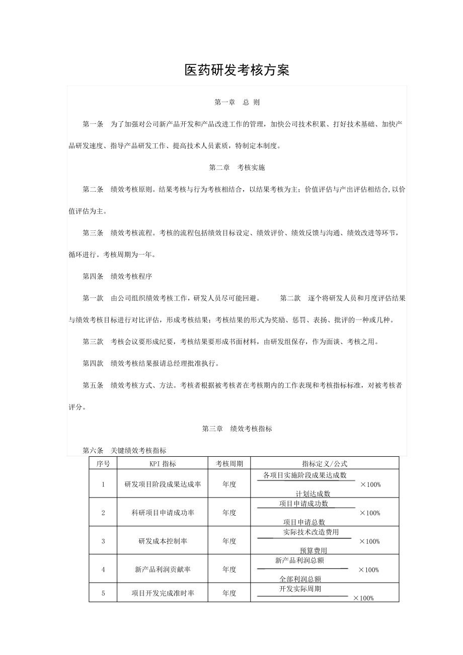 医药研发考核方案[003]_第1页