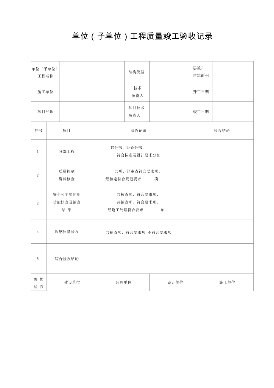 工程竣工五大表格_第1页