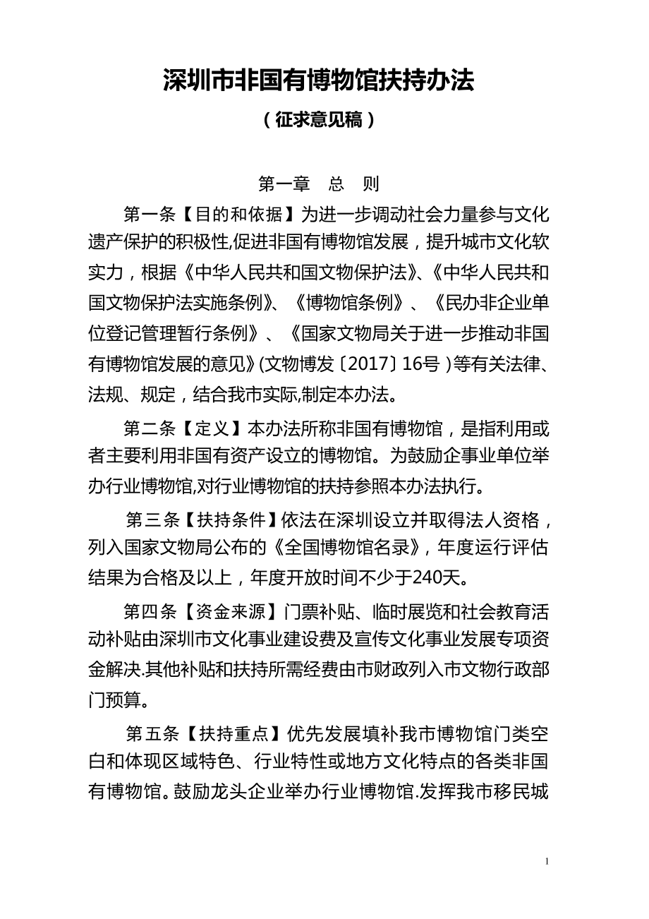 深圳非国有博物馆扶持办法_第1页