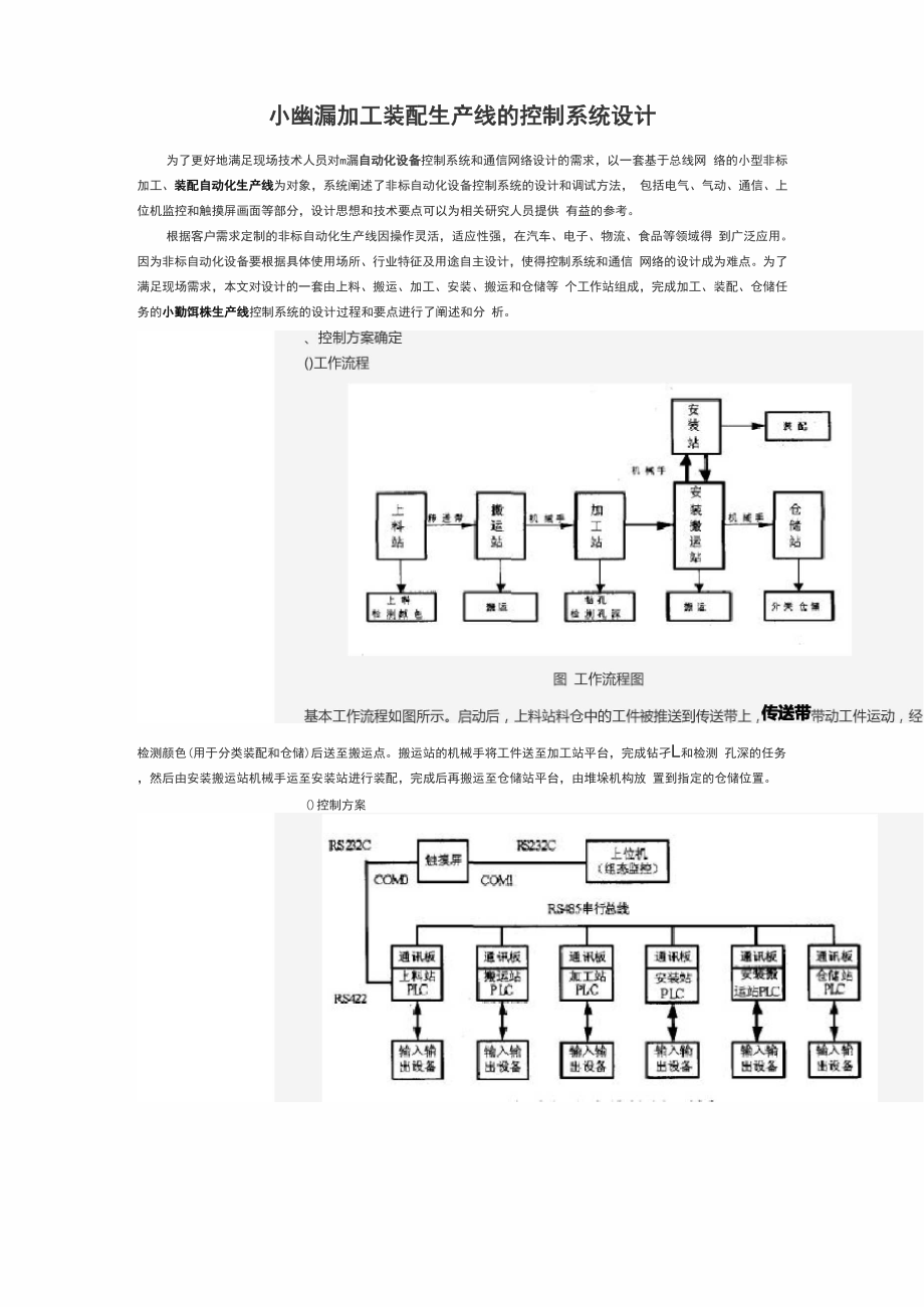 小型非标加工装配生产线控制系统分析报告方案_第1页