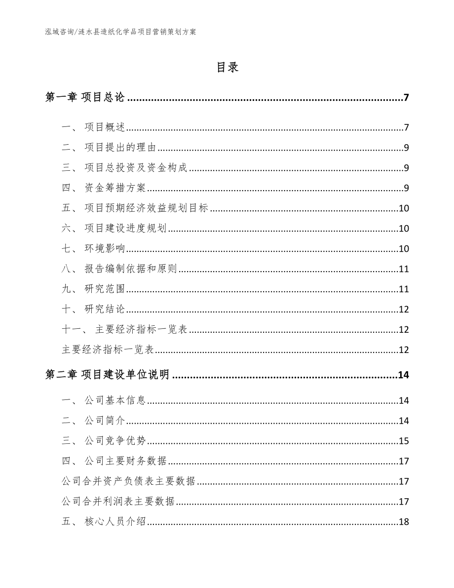 涟水县造纸化学品项目营销策划方案_第1页