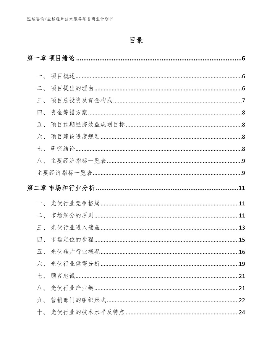 盐城硅片技术服务项目商业计划书（模板范文）_第1页