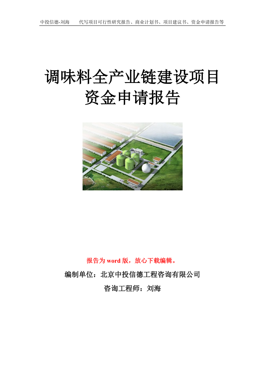 调味料全产业链建设项目资金申请报告模板_第1页