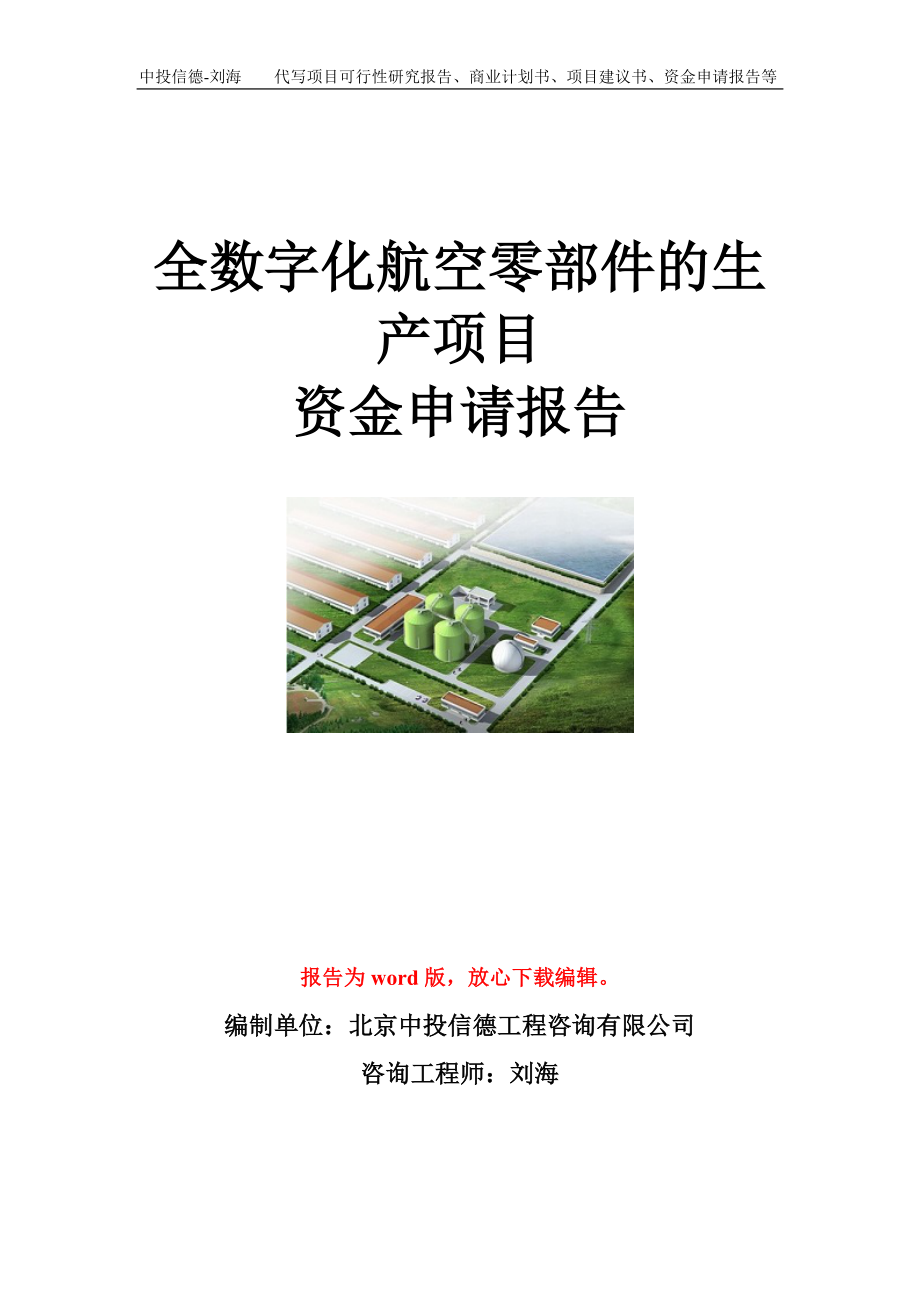 全数字化航空零部件的生产项目资金申请报告模板_第1页