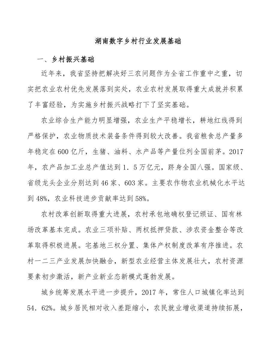 湖南数字乡村行业发展基础_第1页