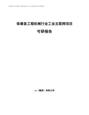 保靖县工程机械行业工业互联网项目可研报告