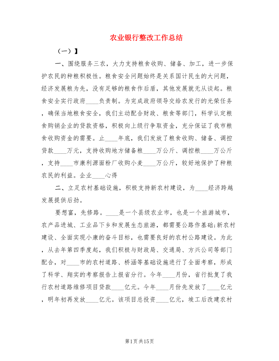 农业银行整改工作总结.doc_第1页