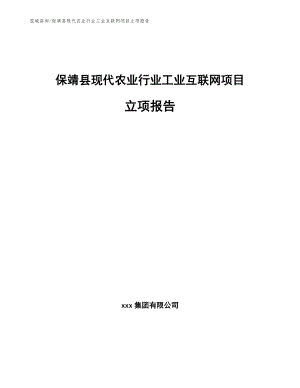 保靖县现代农业行业工业互联网项目立项报告【范文模板】