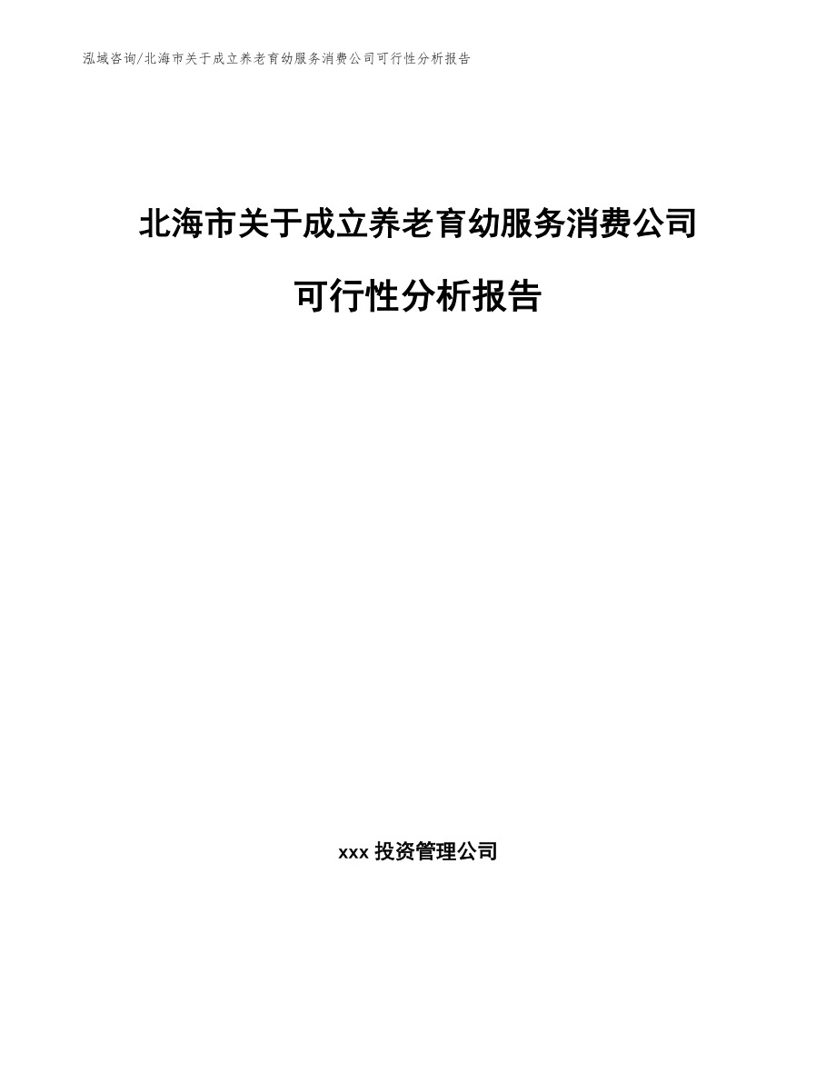 北海市关于成立养老育幼服务消费公司可行性分析报告_第1页