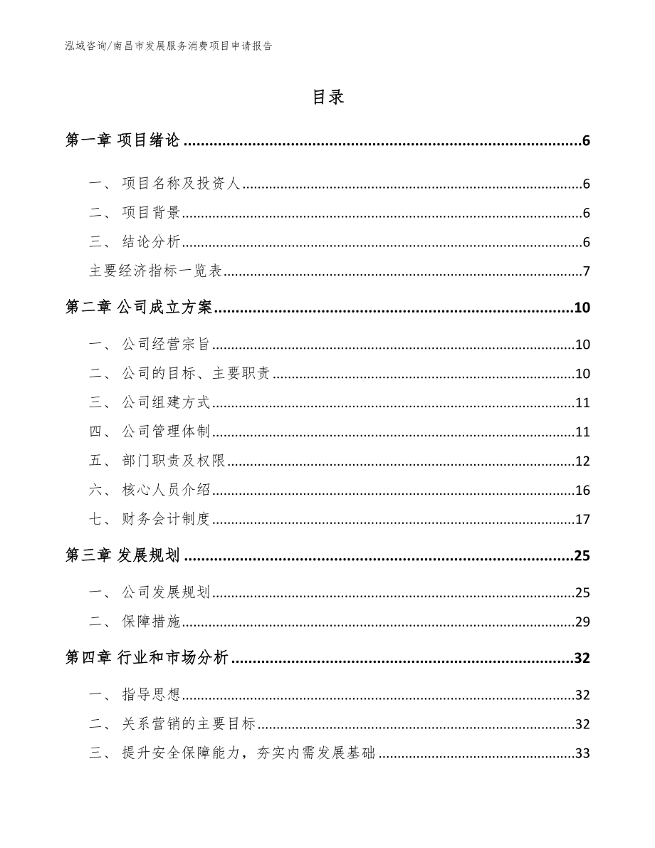 南昌市发展服务消费项目申请报告_范文模板_第1页