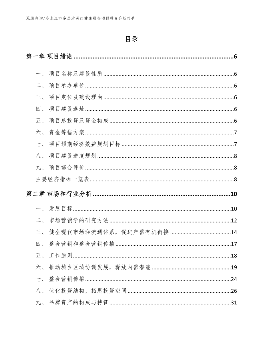 冷水江市多层次医疗健康服务项目投资分析报告_第1页