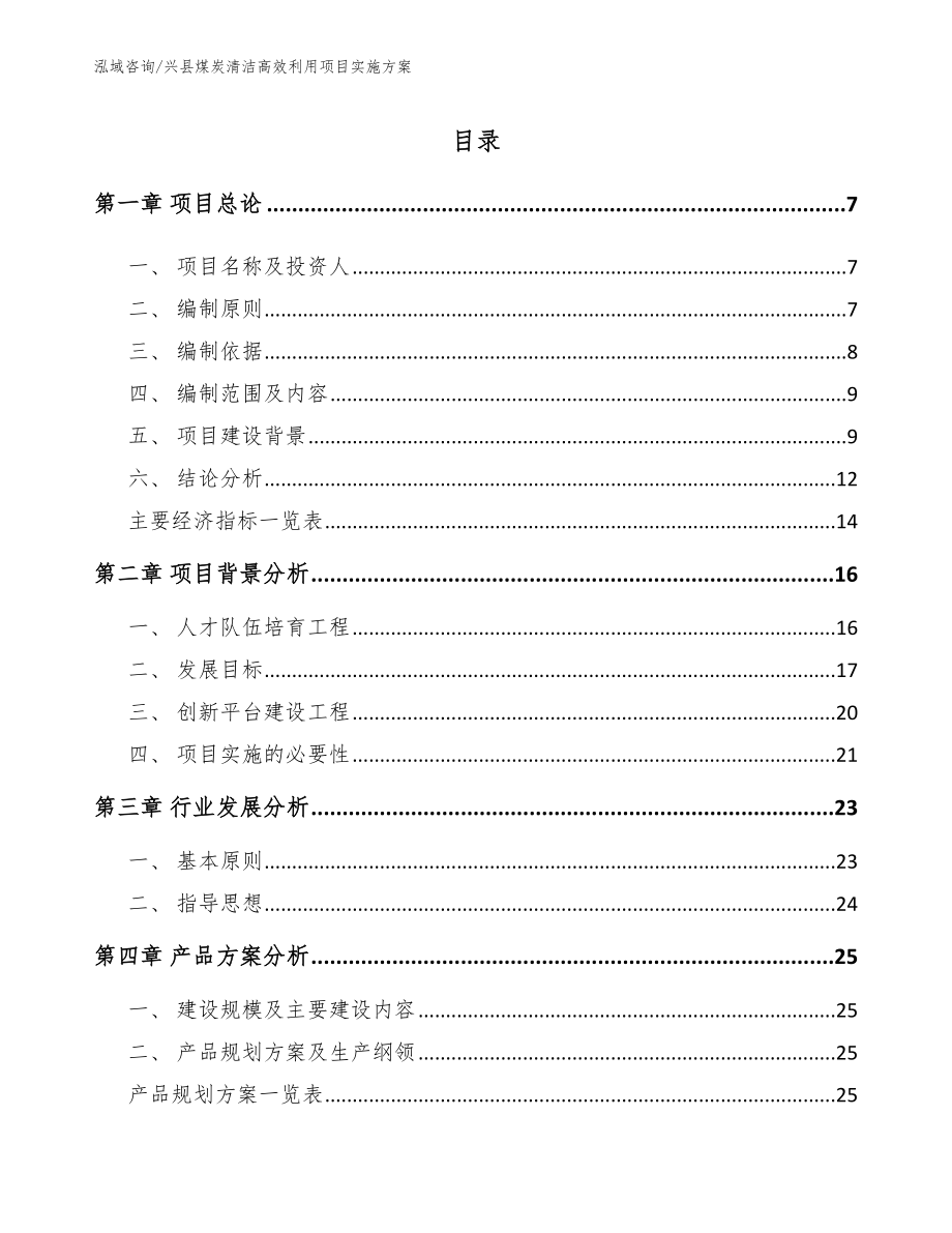 兴县煤炭清洁高效利用项目实施方案_第1页