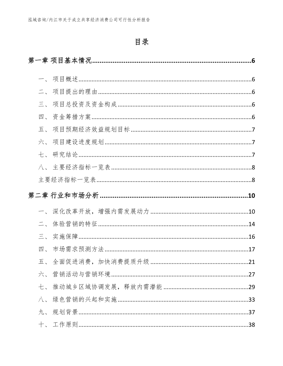 内江市关于成立共享经济消费公司可行性分析报告（范文模板）_第1页