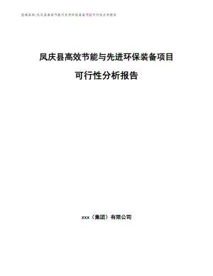 凤庆县高效节能与先进环保装备项目可行性分析报告（参考范文）