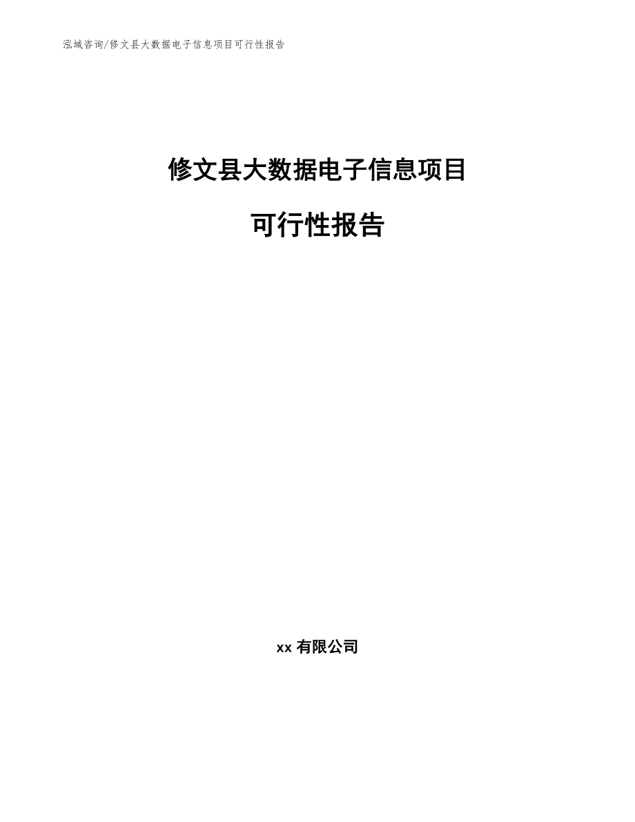 修文县大数据电子信息项目可行性报告_第1页