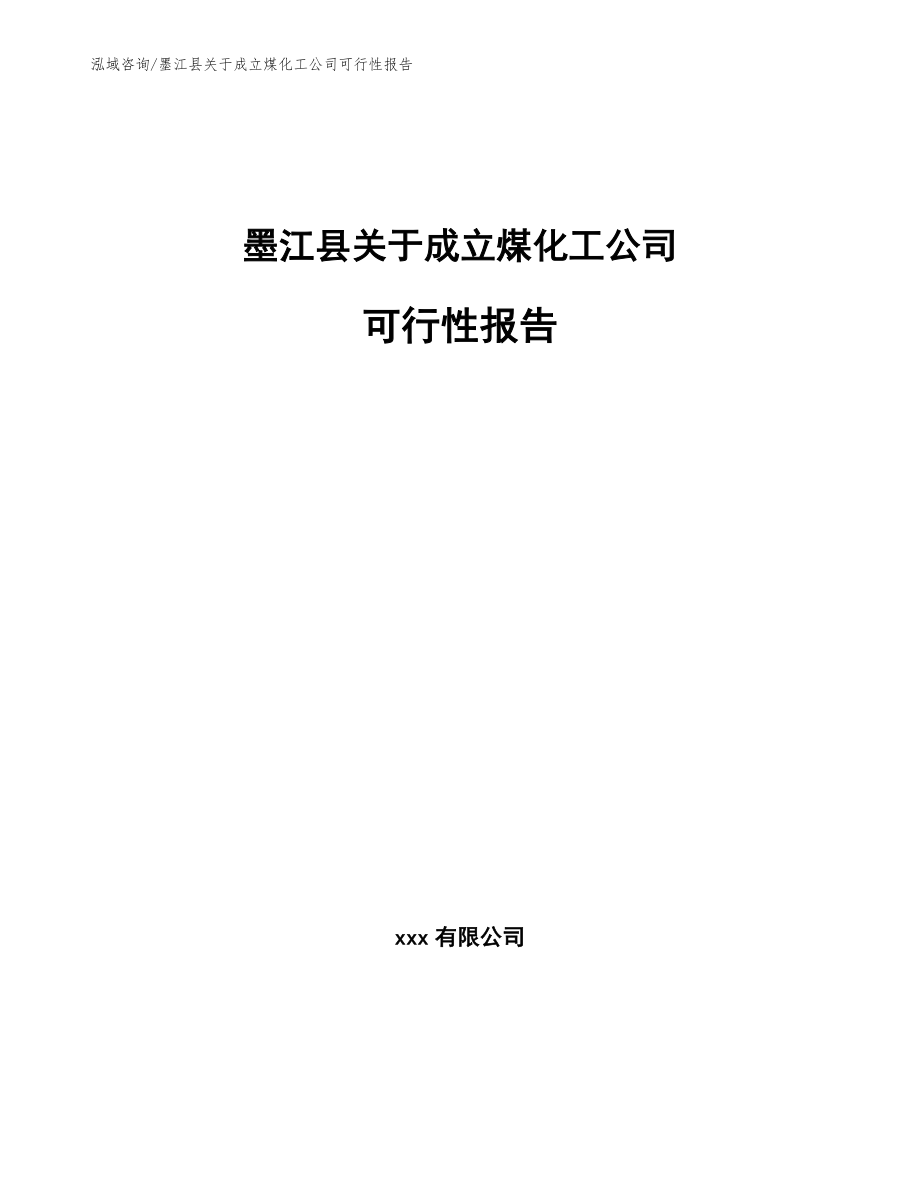 墨江县关于成立煤化工公司可行性报告范文_第1页