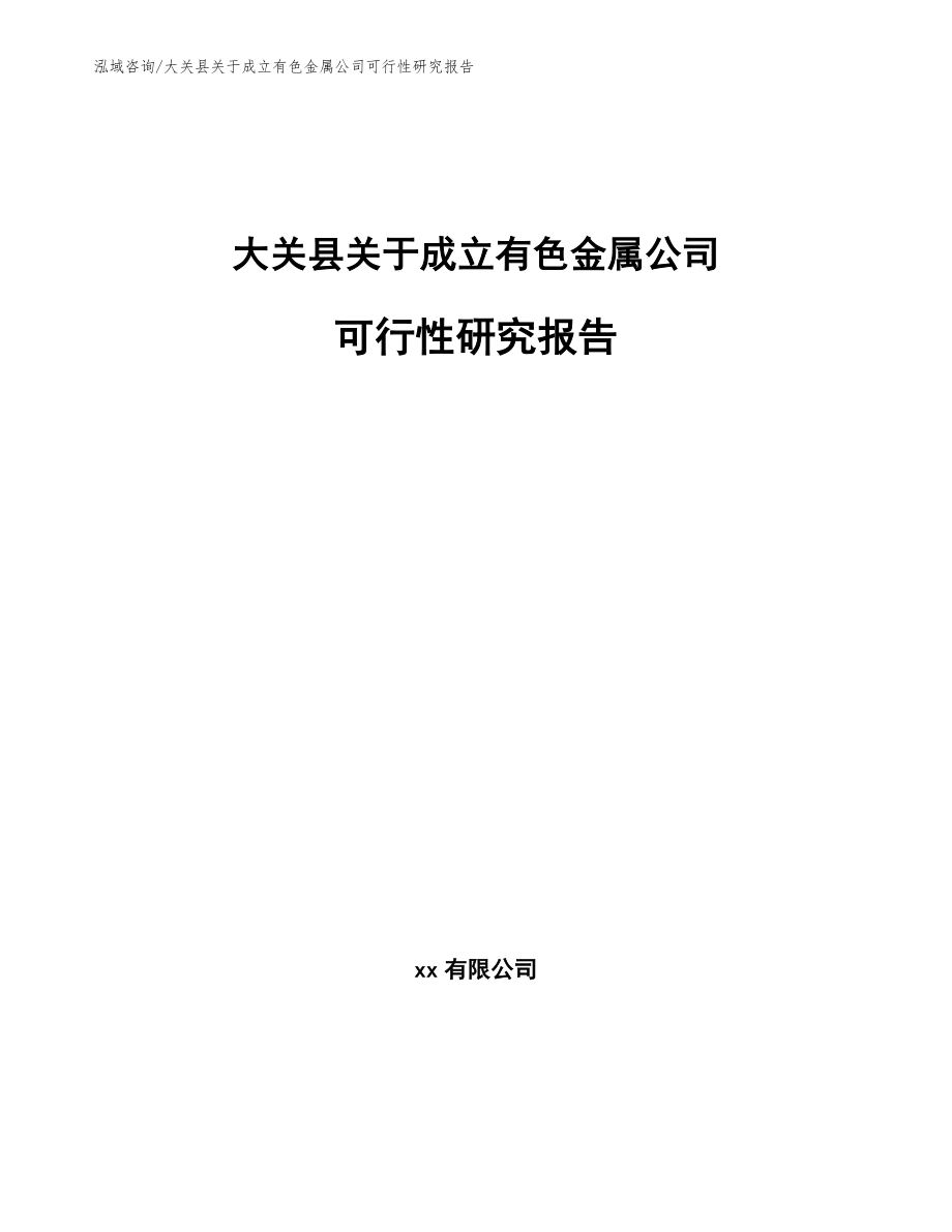 大关县关于成立有色金属公司可行性研究报告参考模板_第1页