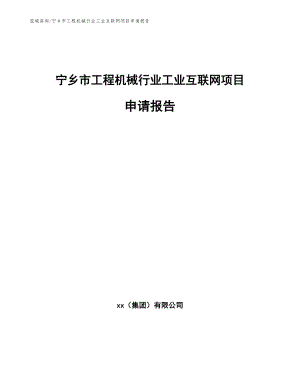 宁乡市工程机械行业工业互联网项目申请报告【模板范本】